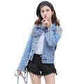 Spring and Autumn New Denim Coat Fashion Heavy Industry Nail Beaded Diamond Long Sleeve Denim Woman