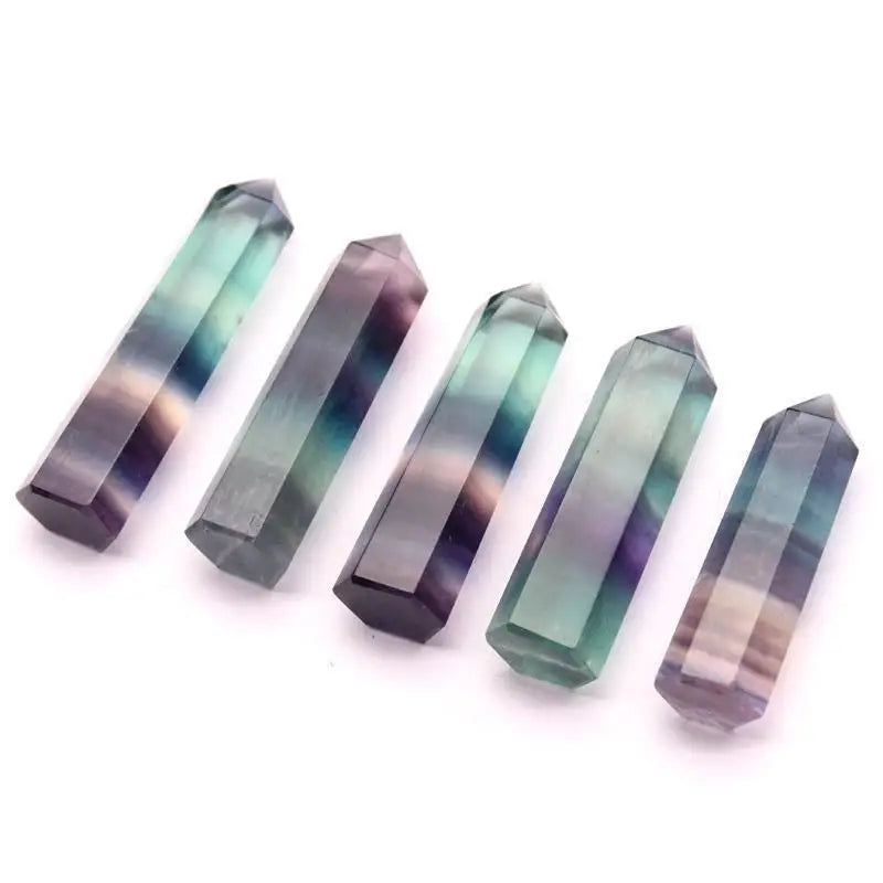 Natural Crystal Quartz Stone Fluorite Hexagon Column Ornaments Crystal Stone Gravel Hexagon Prism