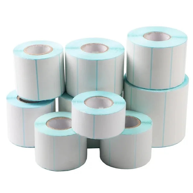 500Pcs/Roll White Adhesive Paper Thermal Label Sticker Paper Logistics Barcode Blank Label Direct Print Waterproof Stickers