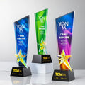 Hot Sale Full Color Printing Rainbow AB Coating Star Crystal Glass Awards Plaque Trophy