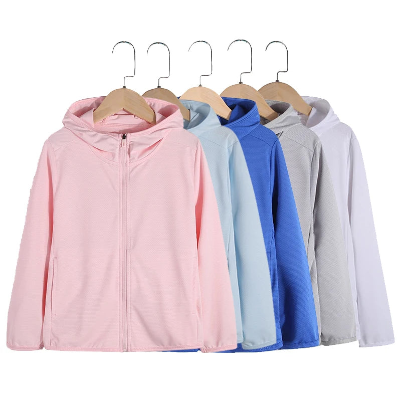 2023 Custom Long Sunscreen UVP Jacket Children's Summer Cool Breathable UV protection Clothes Girls Boys Casual Sunshade
