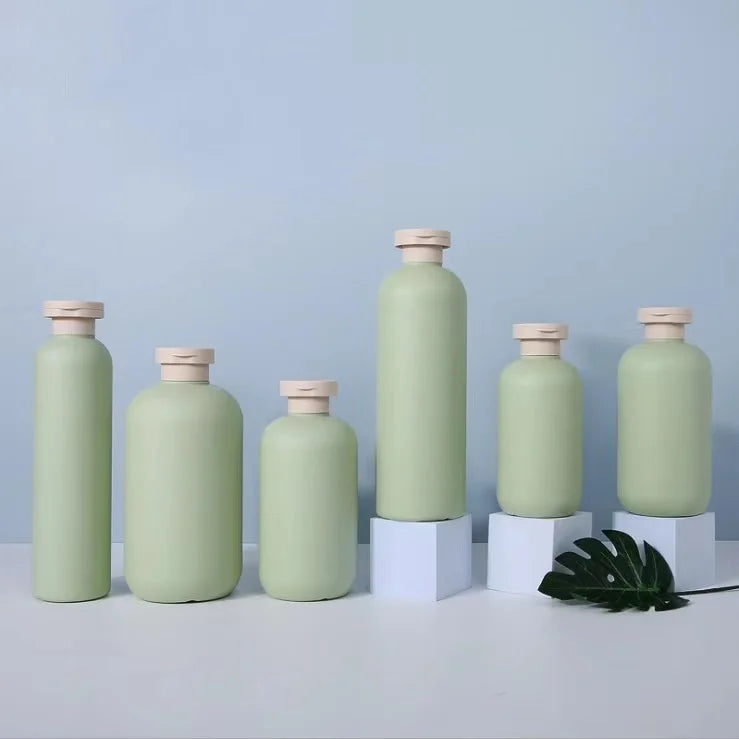 Low MOQ Green Plastic Natural Shampoo and Conditioner Set square Lotion Pump Cream Shampoo Cosmetic Packaging Bottle