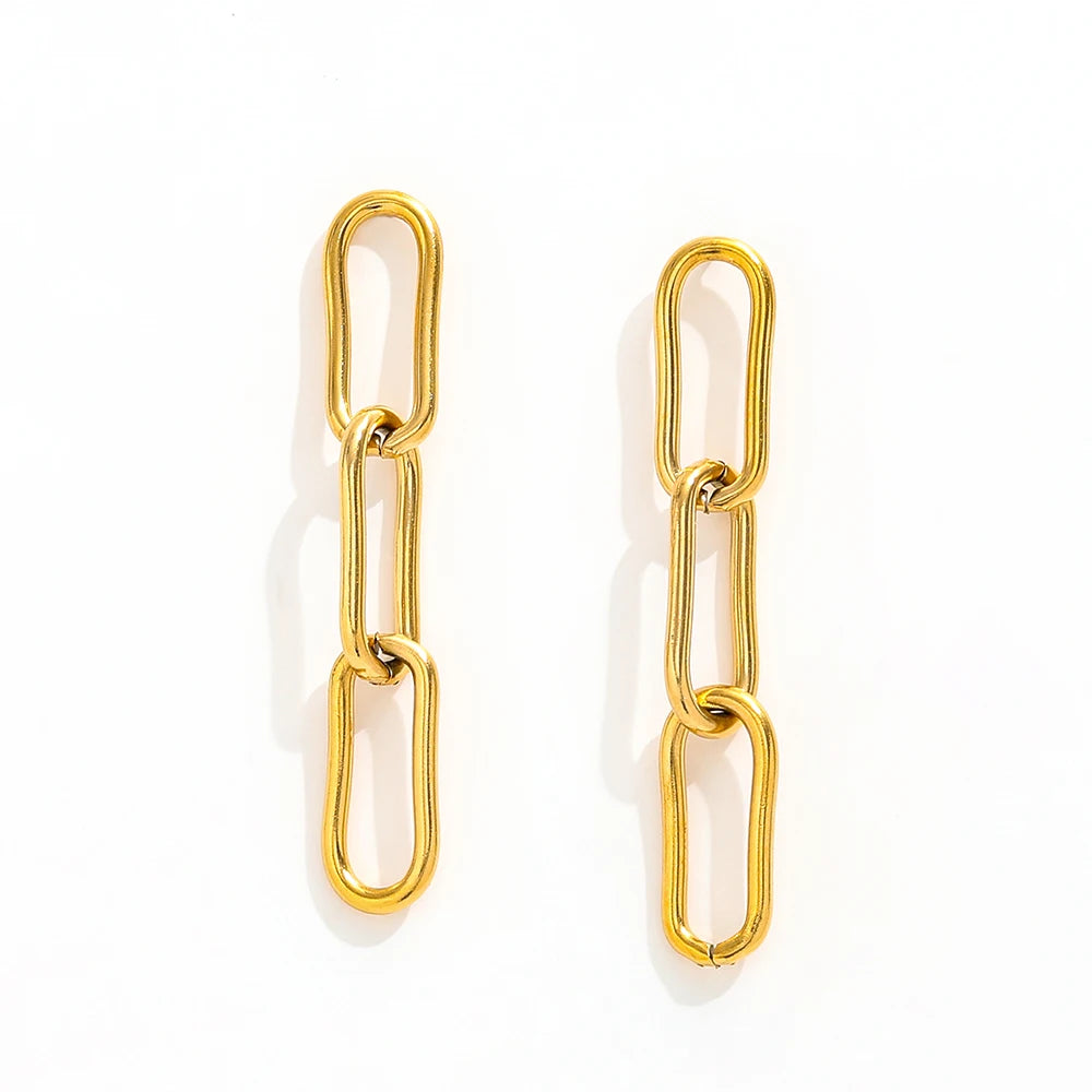 New Trendy Earring 18K Gold Plated Safty Pin Drop Stud Earrings for Women Stainless Steel Earrings Wholesale