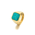 Wholesale Man Jewelry 18k Gold Plated Stainless Steel Man Ring Natural Stone Lapis Lazuli Tiger Eye Turquoise Men's Ring