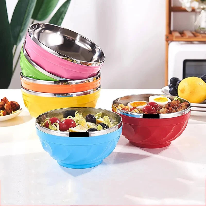 6pcs Stainless Steel Salad Bowl Kitchen Cooking Space Saving Storage Metal Mixing Nesting Bowls Set with Airtight Lids