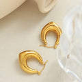 Dropshipping Geometric Pvd Gold Plated Thick Hoop Earrings Wedding Stainless Steel Wide Chunky Cc Hoop Earrings for Women
