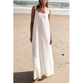 2024 Summer Y2K Sweet Fashion Vacation Women's Basic Striped Square Neck Sleeveless Suspended Elegant Beach Robe Dress