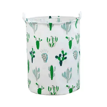 Japanese Style Cotton and Linen Foldable Storage Basket Household Laundry Basket
