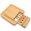 Charcuterie Board Set and Knife Sets Large Bamboo Cheese Boards Serving Tray Cutting Blocks Slide-Out Drawer
