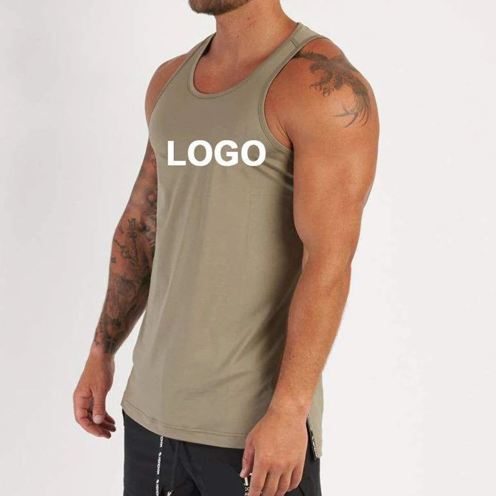 Wholesale Custom Gym Stringer Tank Top Men Muscle Shirt Gym Sleeveless Vest Fit Sport Gym Tank Top Men