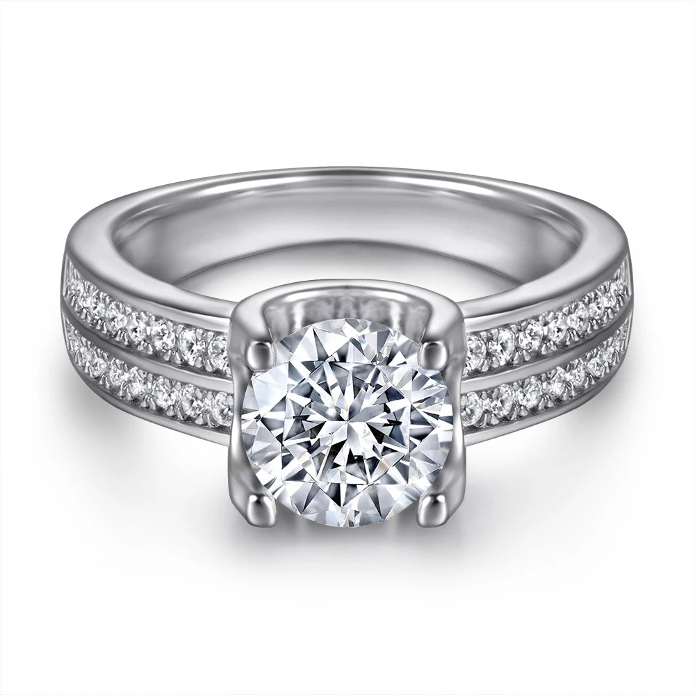 Classic Silver Jewelry Rings Round Cut 7.0mm Four Claw Setting Original Design Pure Silver Engagement Promise Rings for Women