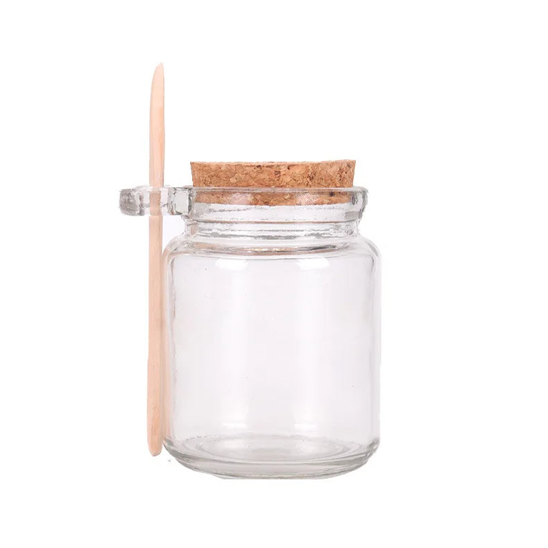 Free Sample 100ml 250ml OEM Salt Sugar Kitchen Storage Rack Transparent Wood Plug Large Capacity Glass Jar