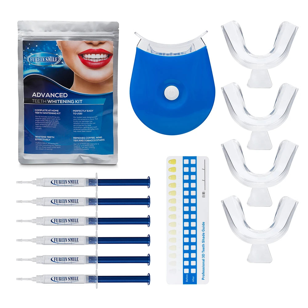 Best Selling 2020 Europe Teeth Whitening Kit LED Light Peroxide/Non Peroxide 3ml Syringes Blue Home Travel Use OEM Customizable