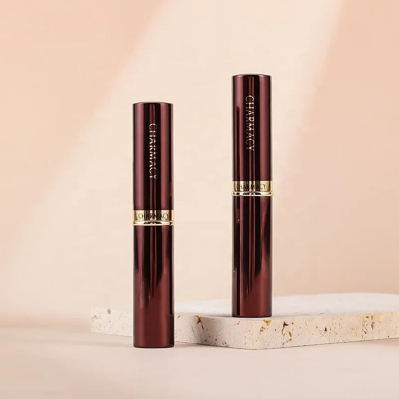 Empty Lip Stick Packaging Private Label Custom Brown Color Plastic Round Shaped Lipstick Tube Container