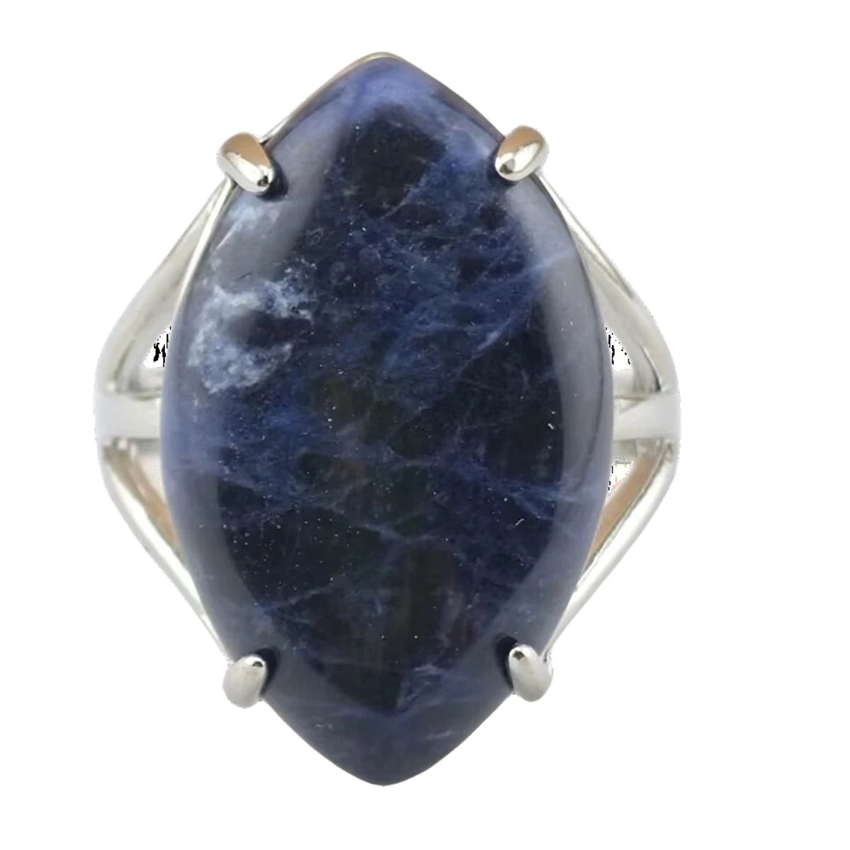Natural Gemstone Glossy Minimalist Unisex Jewelry Silver Crystal Adjustable Finger Rings for Women and Men