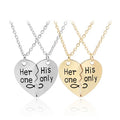 Her One His Only Heart Shaped Couple Necklace Valentine Day Gift