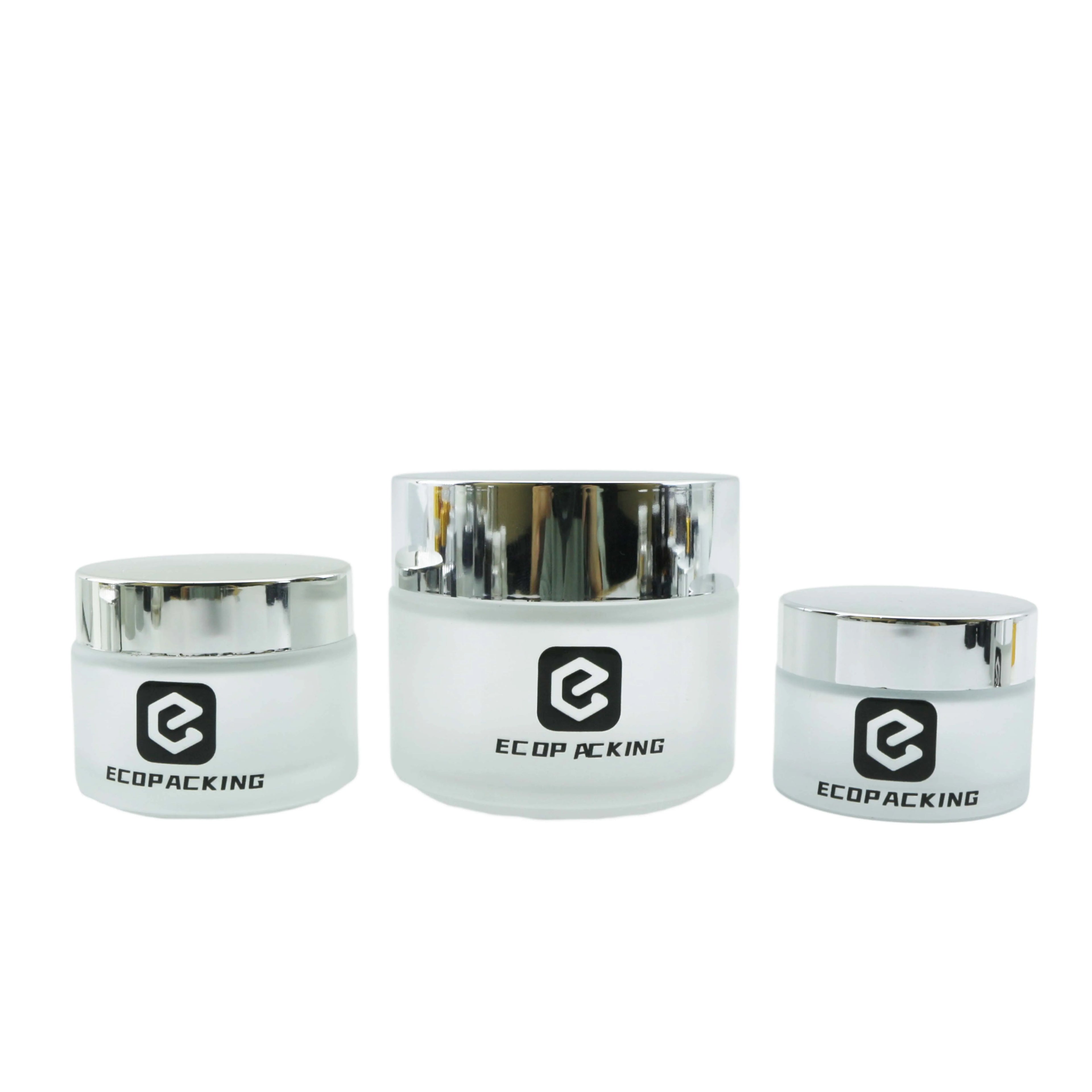 Matte clear Glass Cosmetic Cream Jar with Sliver Screw Lid for Eye Cream Container
