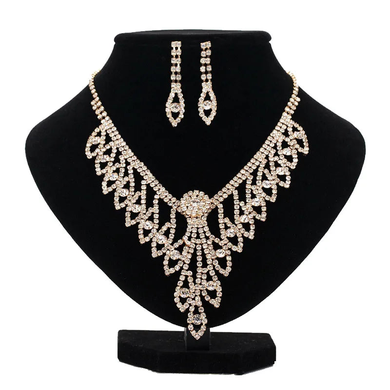 2021 New Arrivals Lady Women Bridal Wedding Jewelry Fashion Lace Tassel Earring Necklace Sets for Girls Party