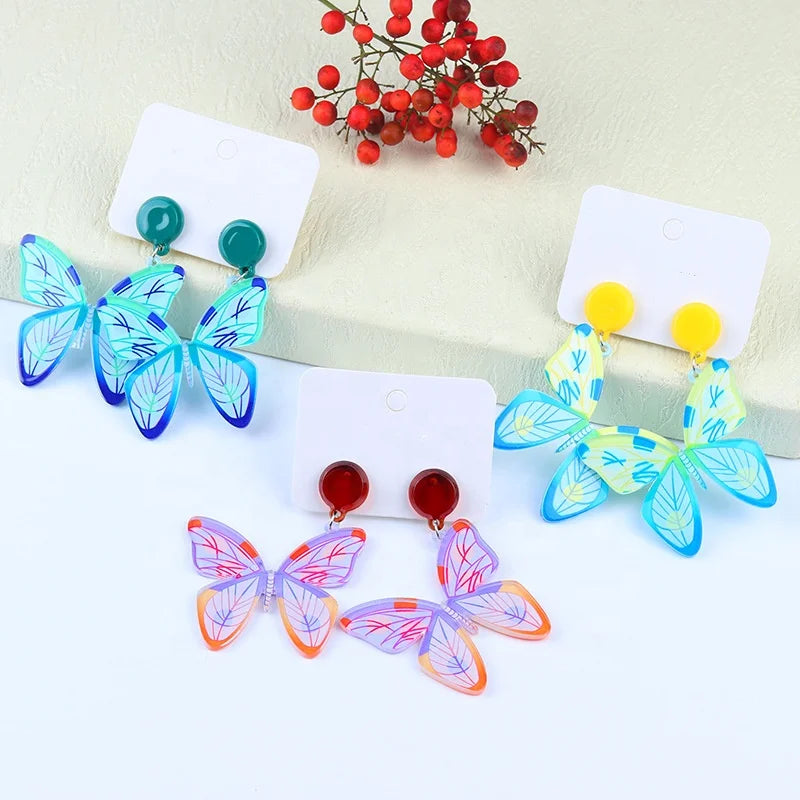 Factory New Design 2022 Cute Animal Butterfly Stud Drop Ear Rings Butterfly Wing Earrings