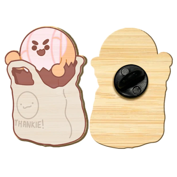 Manufacturer Custom Printed Anime Clothes Wooden Pin Laser Clothes Lapel Pins Badges