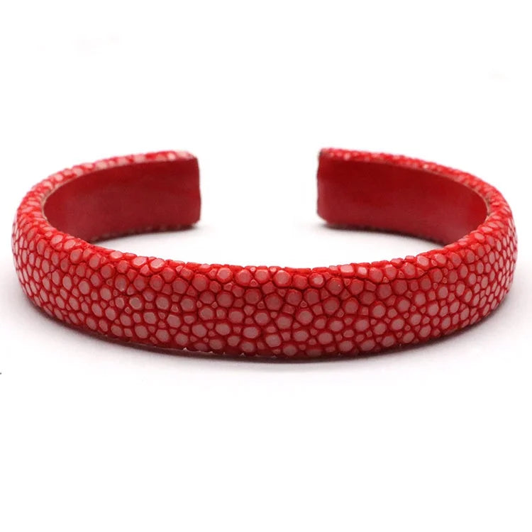 Wholesale Custom Genuine stingray Cuff Bangle Colorful Leather C Shape Bracelet for Gift