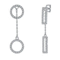 Luxury Women's Silver Gold Rhodium Plated Geometric Round Dangle Drop Earrings Fashion Jewelry Zircon Stones