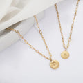 14K Gold PVD Plated Round Pendant Necklace North Star Design Stainless Steel Tarnish-Free Necklace Trendy Gold Jewelry for Women