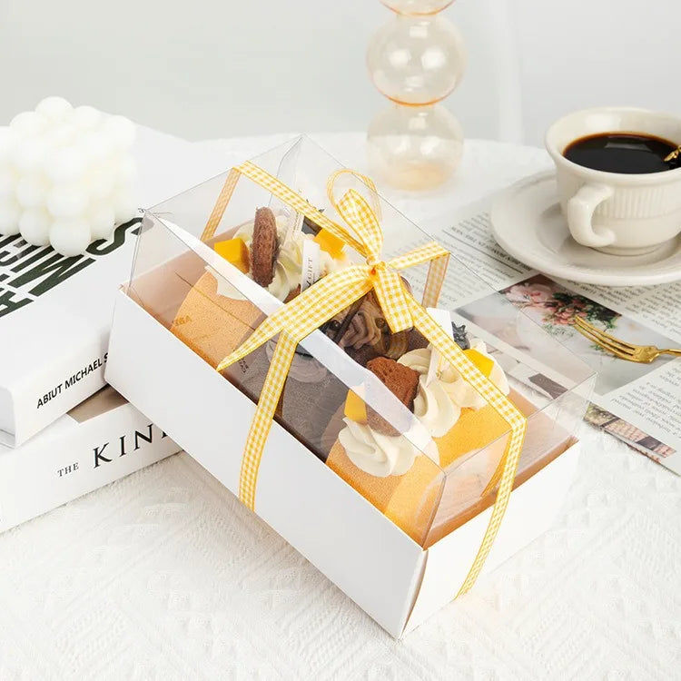 Swiss Roll Baking Thousand Layer Dessert Packaging Boxes Long Strip Transparent Cake Roll Box Transparent Cutting Macaron Box