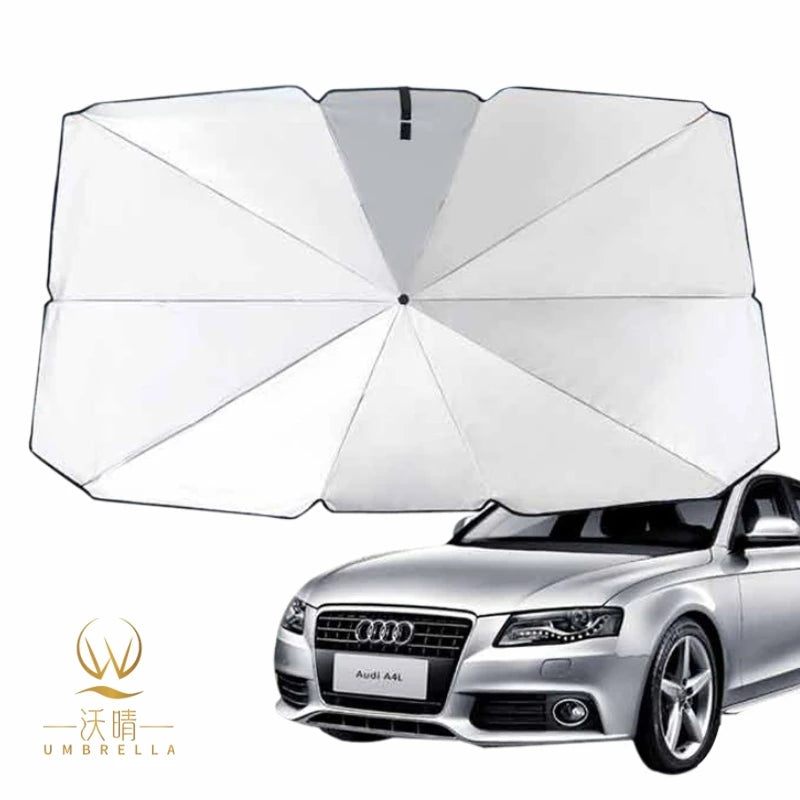 Customizable Logo Print Foldable Polyester Car Windshield Sunshade UV Rays Heat Protector Reflective Travel Manual Umbrella