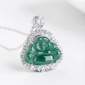Authentic Natural Ice Blue Water Jade Buddha Pendant Female Belly Maitreya Jade Necklace with Luxury Laughing Buddha Style