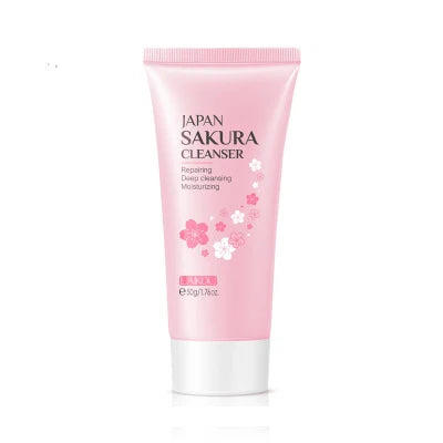 LAIKOU 50ml Natural Sakura Face Wash Vegan Organic Herbal Foam Deep Cleansing Moisturizing Anti-Wrinkle Face Cleanser Repairing