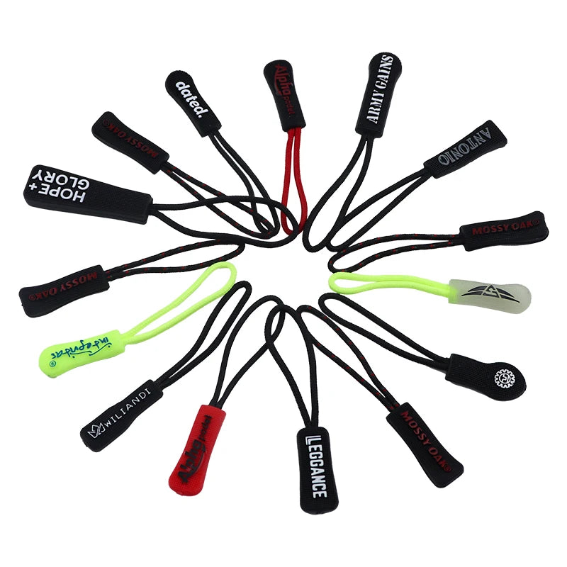 Wholesale Rubber Zipper Pulls Replacement Premium Zipper Tab Tags Cord Extension Fixer for Luggage Backpacks Jackets