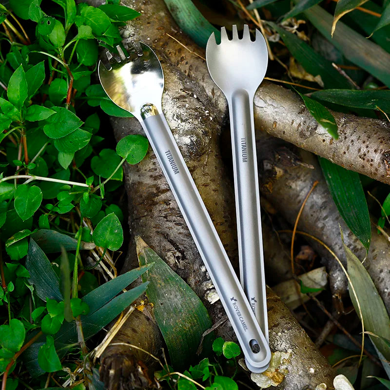 chinese products New Titanium Long Handle Spoon Outdoor Tableware Hiking Camping Convenient Titanium Fork Dinner Cutlery Picnic Chinese Products
