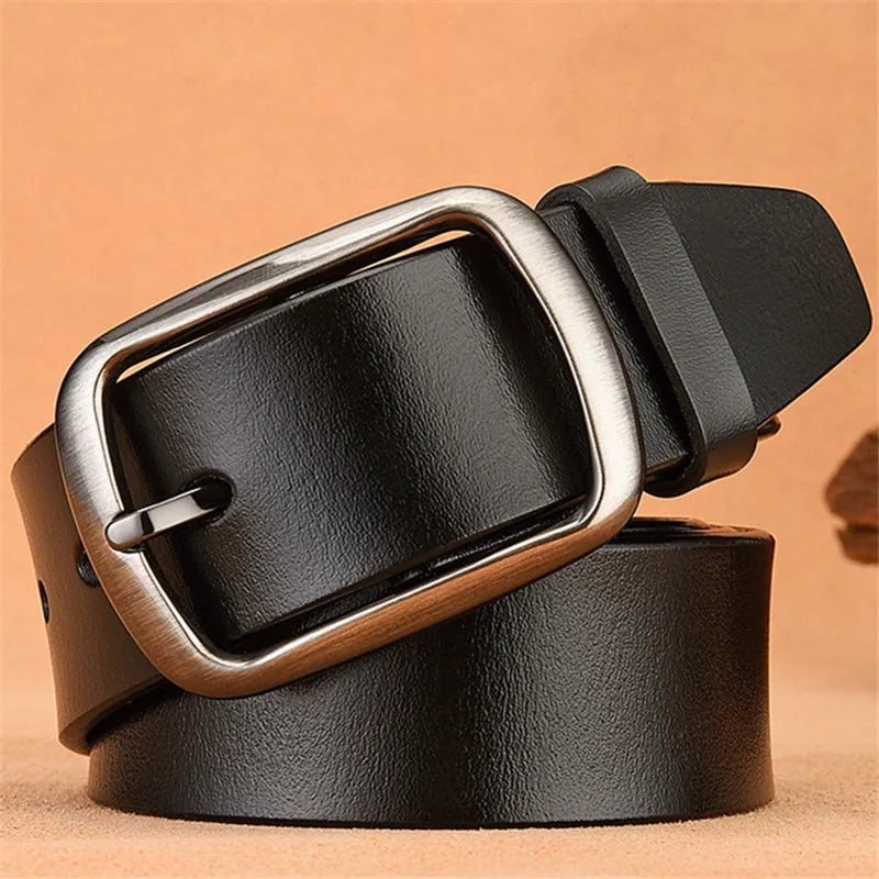 New Men's Pin Buckle Belt Genuine Leather Belts for Men Cowhide Jeans Belt LQbelt Factory OEM Custom Logo