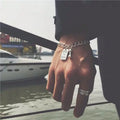 SC Fashion Stainless Steel Chain Men Bracelet Hip Hop Bracelets TikTok Hot Army Plate You VS You Dumbbell Charm Bracelet Men