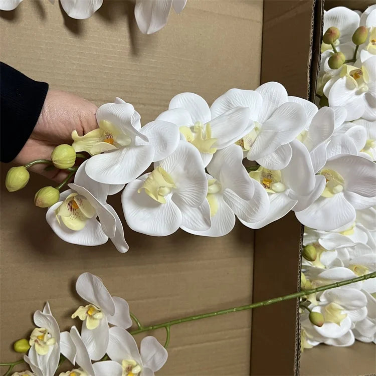 Wholesale U-3395 Wedding Home Decor Artificial Flower Realistic Orchidee White 3D Printing Real Touch Latex 9 Heads Orchid