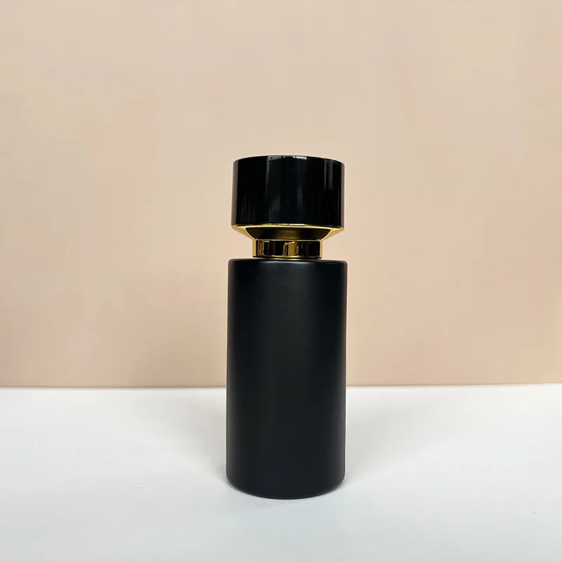 Luxury Empty 50ml Cylinder Pink Black Golden Perfume Glass Bottle 50ml Perfume Mist Spray Bottle with Screw Neck