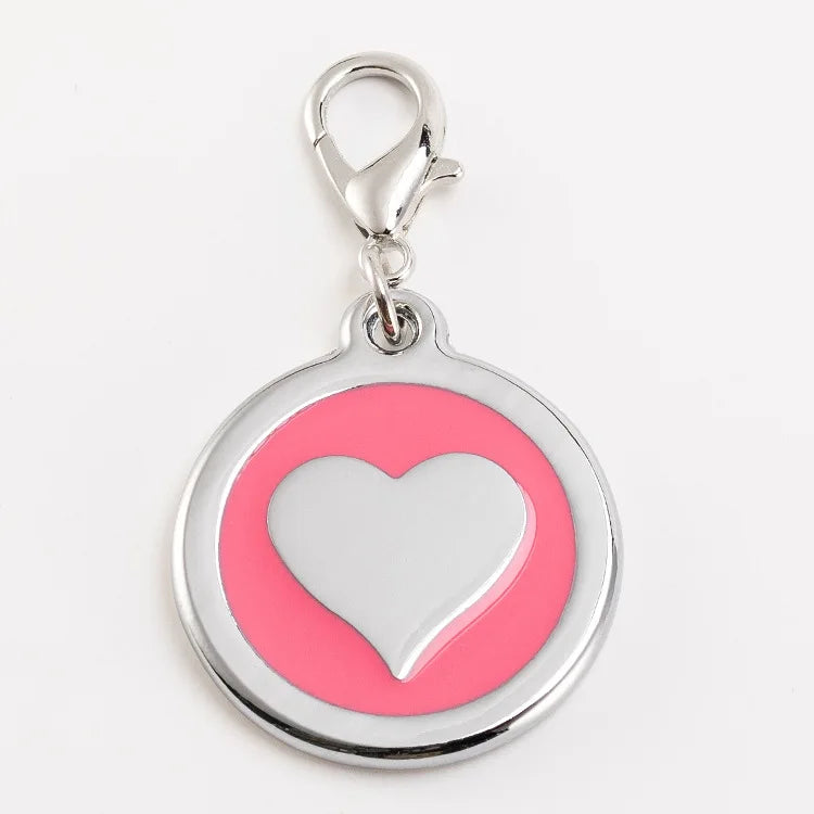 Zinc Alloy 2.5cm Drop Gum Peach Heart Pet Dog Tag Metal Cat Tag Pet Collar Necklace Pendant Jewelry Pet Accessories