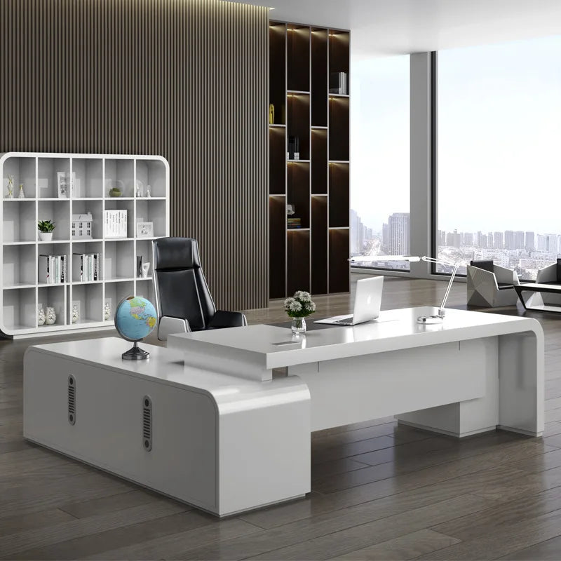 LBZ13 Modern Executive Office Desk for Manager or CEO Extendable Storage Cabinet Boss Furniture