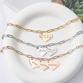 Paperclip Chain Custom Initial Letters Name Logo Number Love Heart Charm Customized Stainless Steel Unisex Bracelets Gifts