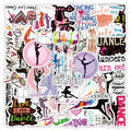 100Pcs Love Dance Cartoon Logo Graffiti Stickers for Bottle Laptop Room Vinyl Pink Dancing Girl Decor Sticker