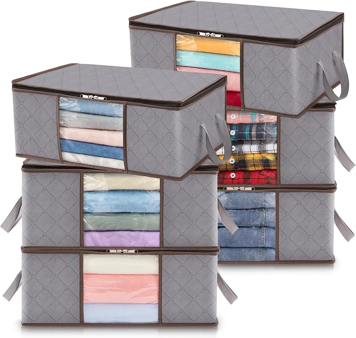 Non-Woven PVC Perspective Window Collapsible Organizer Clothes Quilt Debris Storage Basket