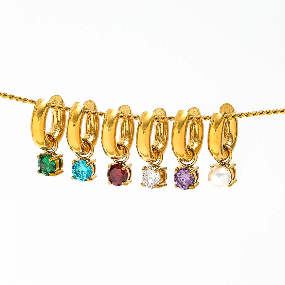 Fenny 18K Gold-plated No Fade Fashion Colorful Square Zirconia Chunky Huggie Earring Trend for Women Wholesale Ladies Jewelry MegaBDM