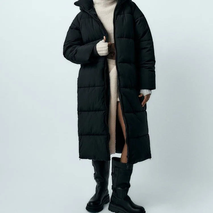 Custom 2024 New Fashion Hood Side Vents Cuffs Fleece-lined  Extra Long Puffer Jacket