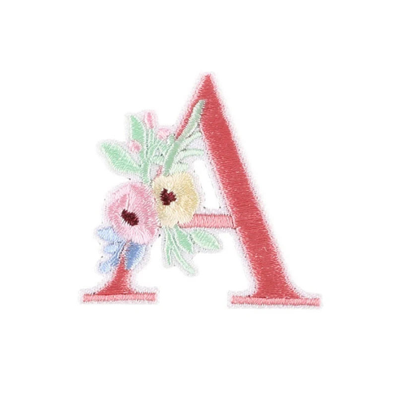Cartoon Iron on Embroidered Small Flower 26pcs Letters Garment Patches for Kids Clothing Diy Shoes Accessory Backpack Decoration