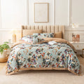 100% Cotton Orange Flower Quilt Cover king Size Blue Printing Bed Sheet Home Textile Bedding Sets Manufacturer