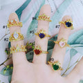 RM1521 Dainty 18K Gold Plated CZ Diamond Cubic Zirconia Princess Tiara Crown Love Heart Nesting Promise Rings for Women