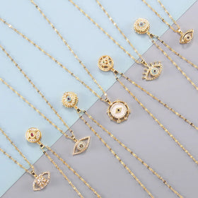 Collar De Acero Inoxidable No Fade Stainless Steel Necklace Rotating Zircon Eye Titanium Steel Clavicle Chain Necklace