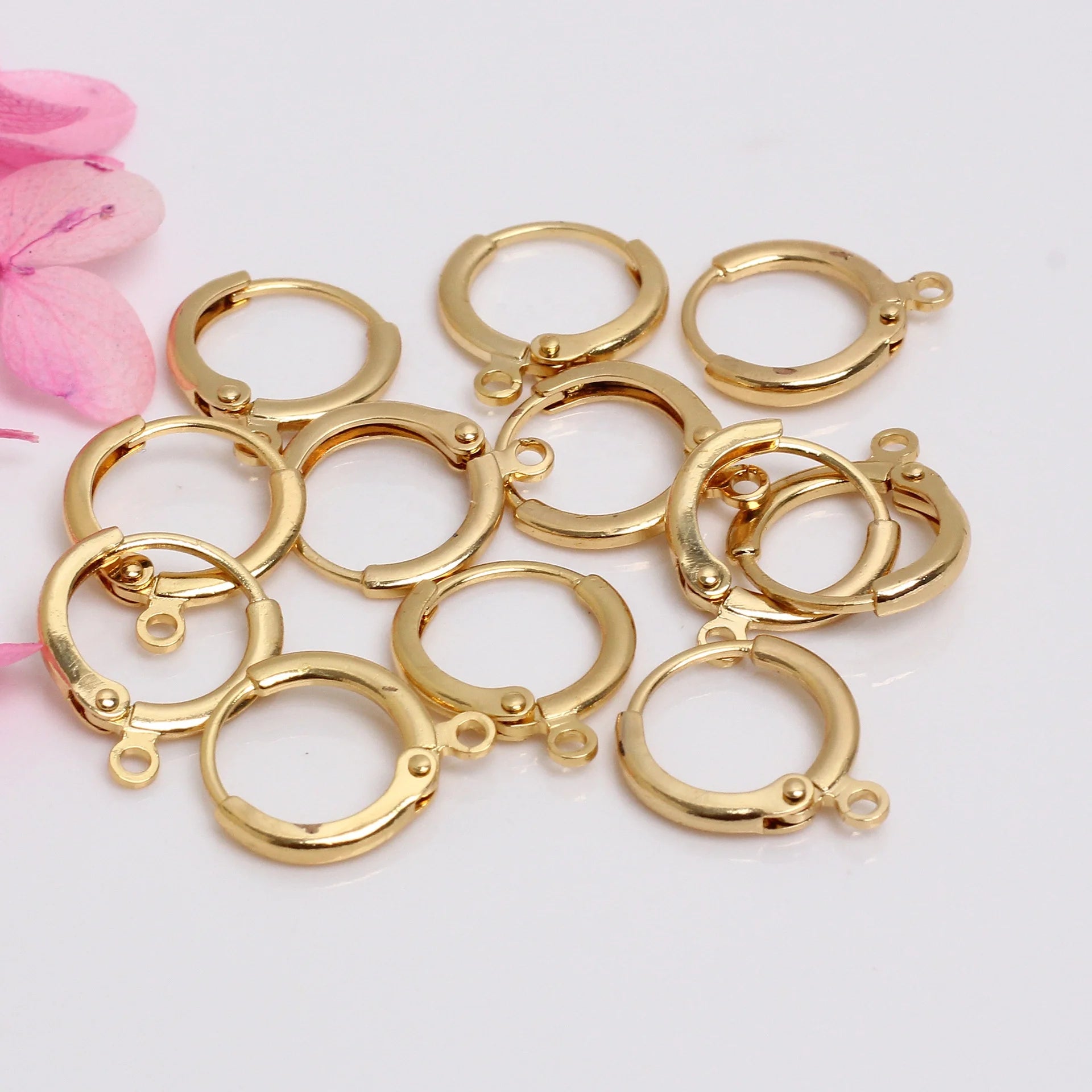 14K Gold Plated Huggie Hoop Earring Findings14MM Tarnish Resistant Earrings DIY French Hook Earrings