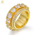 Dazzling Sparkly 925 Silver Inlay Unisex Eternity Band Hip Hop Ring Moissanite Engagement Party Men's Rapper Iced Out Jewelry
